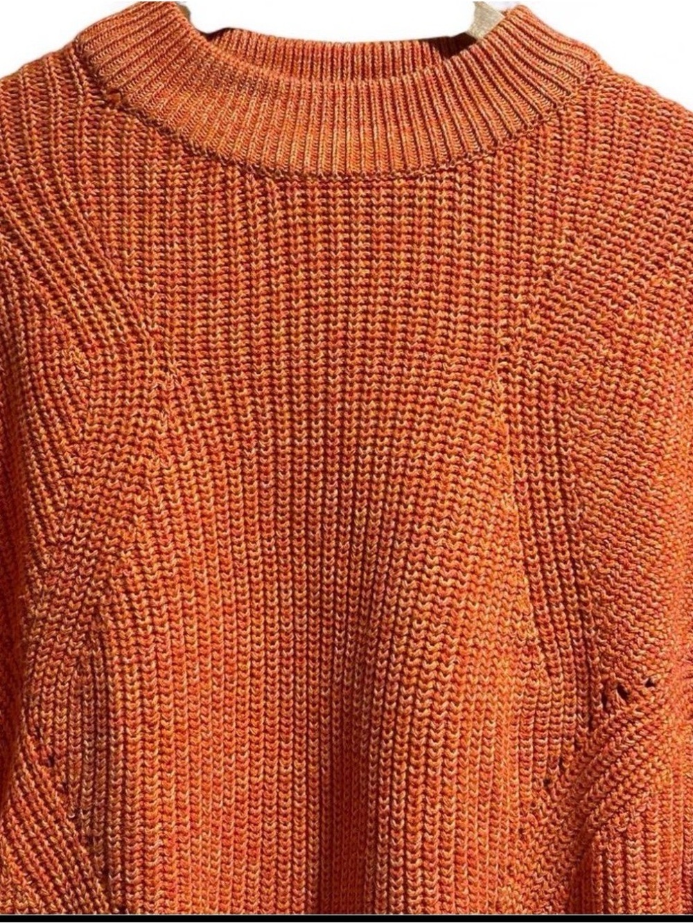 H&M Orange Ribbed Crewneck Sweater